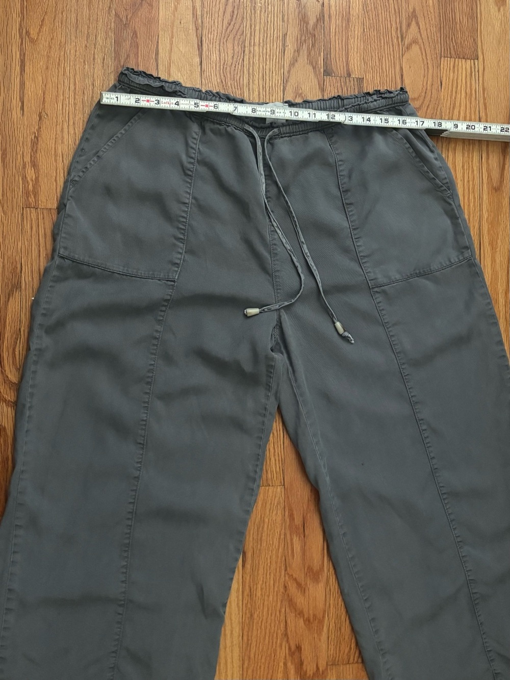 Anthropologie Gray Lyocell Wide Leg Crop Pants Pull On Drawstring Elastic Waist - Picture 6 of 7